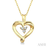 1/20 ctw Round Cut Diamond Heart Pendant in 10K Yellow Gold with Chain